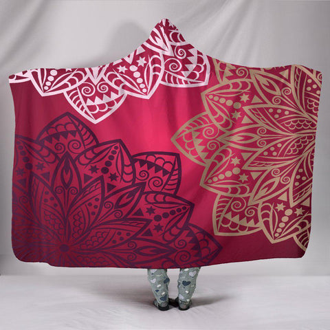 Image of Mandala Colorful Hooded Blanket,Vibrant Pattern Hooded blanket,Blanket with Hood,Soft Blanket,Hippie Hooded Blanket,Sherpa Blanket,Bright