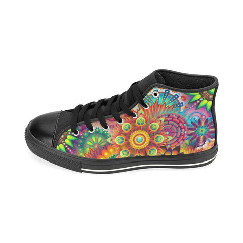 Image of Mandala Colorful Womens High Top Boho,Streetwear Sneaker, Canvas Shoes,High Quality, Multi Colored, Spiritual, High Quality,Handmade Crafted
