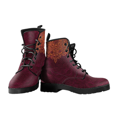 Image of Custom Mandala Design, Vegan Leather Women's Boots, Handcrafted Winter and Rain