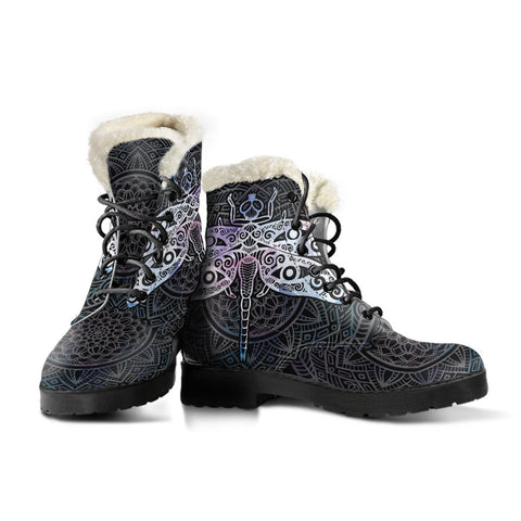 Image of Mandala Dragonfly Custom Boots,Boho Chic boots,Spiritual Lolita Combat Boots,Hand Crafted,Multi Colored,Streetwear
