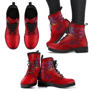 Mandala Elephant Women's Leather Boots, Vegan Leather Ankle Boots, Handcrafted