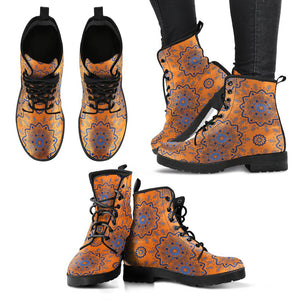 Mandala Galaxy Moon Women's Vegan Leather Boots, Universe Stars Space Shoes,