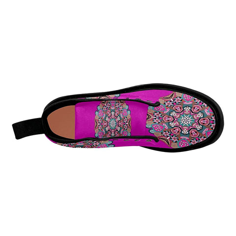 Image of Mandala Handmade Classical Pink Womens Lolita Combat Boots,Hand Crafted,Womens