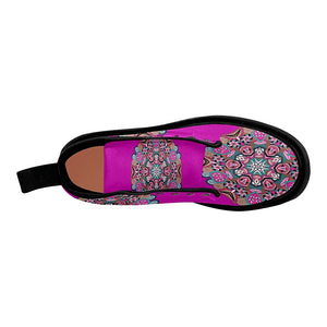Mandala Handmade Classical Pink Womens Lolita Combat Boots,Hand Crafted,Womens