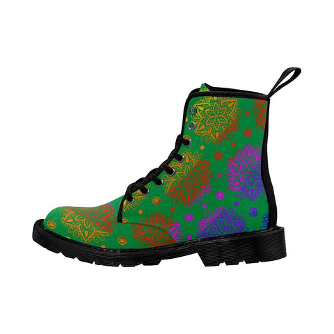 Image of Mandala Henna Colorful Womens Boots Lolita Combat Boots,Hand Crafted,Multi Colored