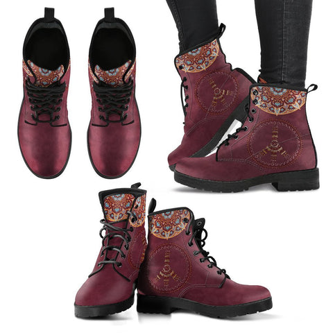 Image of Peace Mandala Women's Vegan Leather Boots, Stylish Winter & Rain Footwear,
