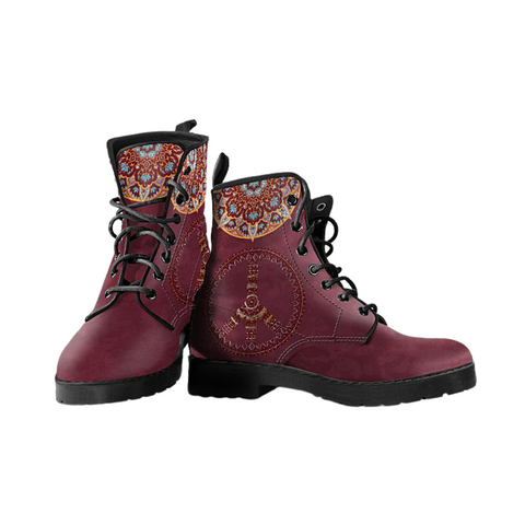 Image of Peace Mandala Women's Vegan Leather Boots, Stylish Winter & Rain Footwear,