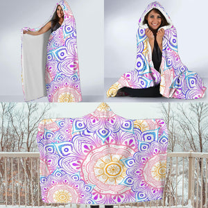 Mandala Purple,Colorful Throw,Vibrant Pattern Hooded blanket,Blanket with Hood,Soft Blanket,Hippie Hooded Blanket,Sherpa Blanket