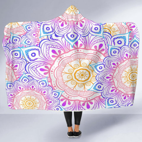 Image of Mandala Purple,Colorful Throw,Vibrant Pattern Hooded blanket,Blanket with Hood,Soft Blanket,Hippie Hooded Blanket,Sherpa Blanket