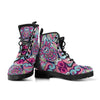 Colorful Mandala Design Women's Leather Boots, Vegan Winter Boots, Handcrafted
