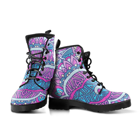 Image of Colorful Mandala Design: Women's Vegan Leather, Women's Winter Boots,