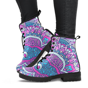Colorful Mandala Design: Women's Vegan Leather, Women's Winter Boots,