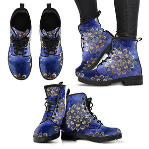 Mandala Theme: Women's Vegan Leather, Handmade Rainbow Boots, Durable Winter Rain Boots, Artisan Women's Footwear