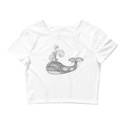 Image of Mandala Whale Women’S Crop Tee, Fashion Style Cute crop top, casual outfit, Crop