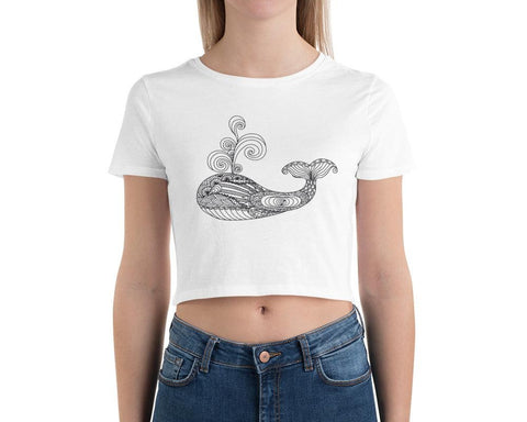 Image of Mandala Whale Women’S Crop Tee, Fashion Style Cute crop top, casual outfit, Crop