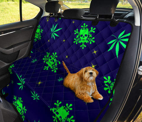 Image of Marijuana Leaves & Snowflakes with Skulls Design Car Seat Covers, Abstract Art