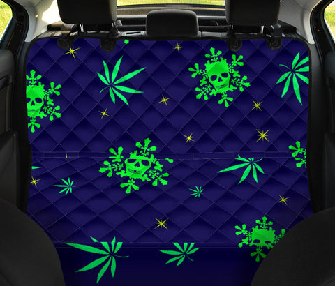 Image of Marijuana Leaves & Snowflakes with Skulls Design Car Seat Covers, Abstract Art