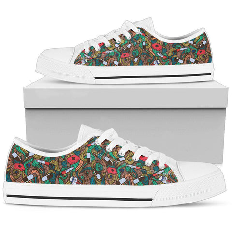 Image of Medicinal Abstract Low Tops Sneaker, High Quality,Handmade Crafted, Hippie, Canvas Shoes,High Quality, Streetwear, Spiritual, Boho