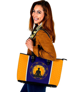 Meditating Man Navy Blue And Yellow Tote Bag,Multi Colored,Bright,Book Bag,Gift Bag,Leather Bag,Leather Tote Bag Women Bag,Everyday Bag