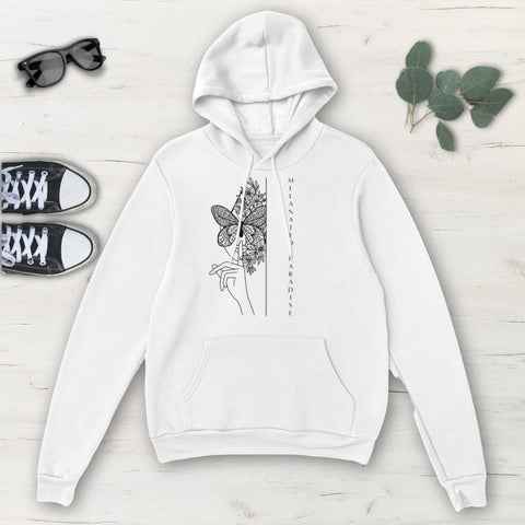 Image of Melanated Paradise Butterfly Woman Multicolored Classic Unisex Pullover Hoodie,