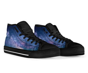 Universe Space Stars Women's High,Top Canvas Shoes, Vibrant Cosmic Festival