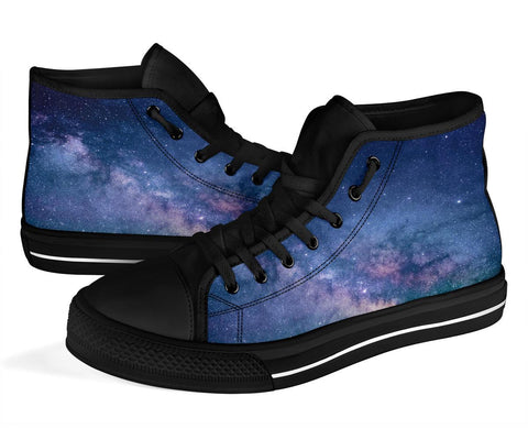 Image of Universe Space Stars Women's High,Top Canvas Shoes, Vibrant Cosmic Festival