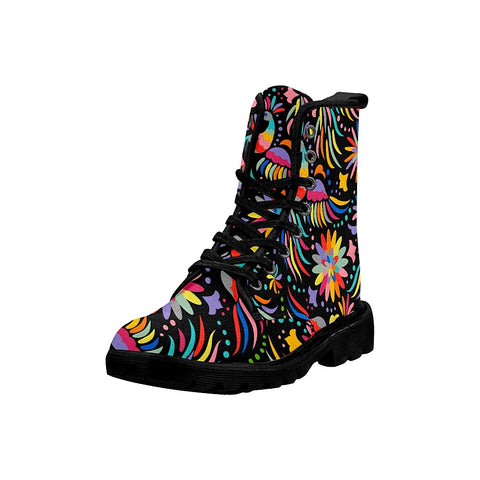 Image of Mexican Embroidery Multicolors Womens Lolita Combat Boots,Hand Crafted