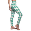 Mint Diamond Plaid Multicolored Women's Cut & Sew Casual Leggings, Yoga Pants,