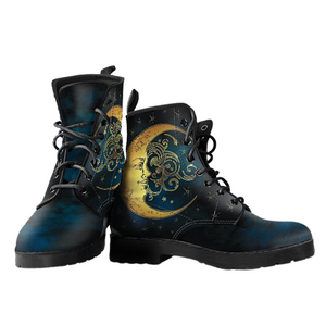 Cloud Moon Inspired Women's Vegan Leather Boots, Premium Handcrafted Footwear,
