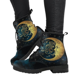 Cloud Moon Inspired Women's Vegan Leather Boots, Premium Handcrafted Footwear,