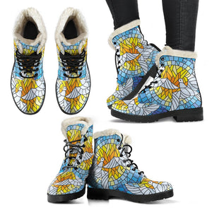 Mosaic Sun and Moon Comfortable Boots,Decor Womens Boots,Combat Boots Lolita Combat Boots,Hand Crafted,Multi Colored,Streetwear