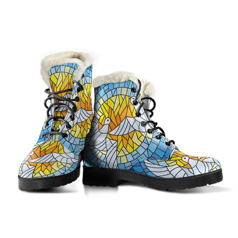 Image of Mosaic Sun and Moon Comfortable Boots,Decor Womens Boots,Combat Boots Lolita Combat Boots,Hand Crafted,Multi Colored,Streetwear