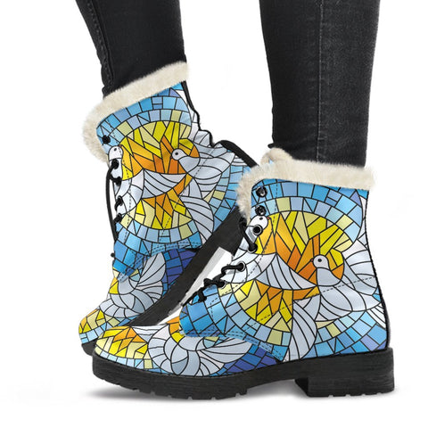 Image of Mosaic Sun and Moon Comfortable Boots,Decor Womens Boots,Combat Boots Lolita Combat Boots,Hand Crafted,Multi Colored,Streetwear