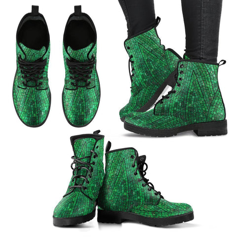 Image of Mosaic Design Women's Leather Boots, Handcrafted Vegan Leather, Chic Women's