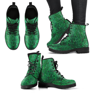 Mosaic Design Women's Leather Boots, Handcrafted Vegan Leather, Chic Women's