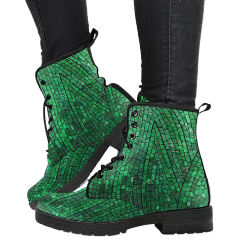 Image of Mosaic Design Women's Leather Boots, Handcrafted Vegan Leather, Chic Women's