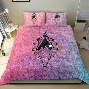 Mountain Triangle Pink Gradient Bedding Set, Bed Room, Printed Duvet Cover, Comforter Cover, Dorm Room College, Bedding Coverlet, Twin Duvet