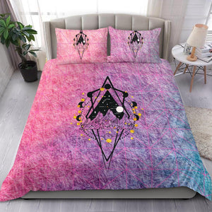 Mountain Triangle Pink Gradient Bedding Set, Bed Room, Printed Duvet Cover, Comforter Cover, Dorm Room College, Bedding Coverlet, Twin Duvet