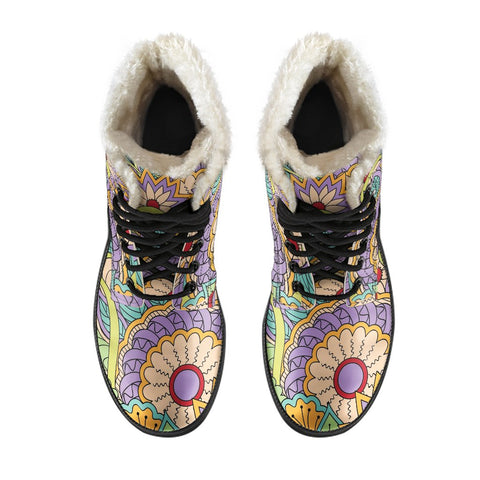 Image of Multi Colored Floral Paisley Comfortable Boots,Decor Womens Boots,Combat Boots Lolita Combat Boots,Hand Crafted,Streetwear