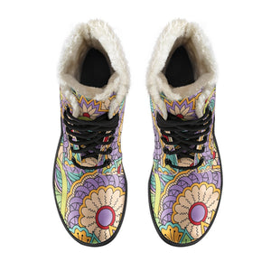 Multi Colored Floral Paisley Comfortable Boots,Decor Womens Boots,Combat Boots Lolita Combat Boots,Hand Crafted,Streetwear