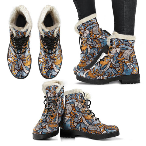 Image of Multi Colored Mosaic Comfortable Boots,Decor Womens Boots,Combat Boots Lolita Combat Boots,Hand Crafted,Streetwear