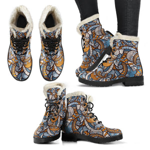 Multi Colored Mosaic Comfortable Boots,Decor Womens Boots,Combat Boots Lolita Combat Boots,Hand Crafted,Streetwear