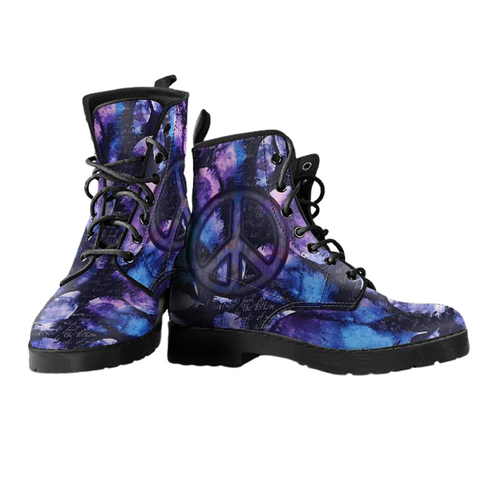 Image of Multi Colored Peace Feather, Women's Vegan Leather Boots, Rain Boots,