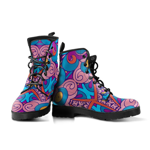 Image of Multi Colour Mandala: Women's Vegan Leather Boots, Women's Winter Boots,