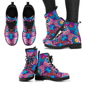 Multi Colour Mandala: Women's Vegan Leather Boots, Women's Winter Boots,