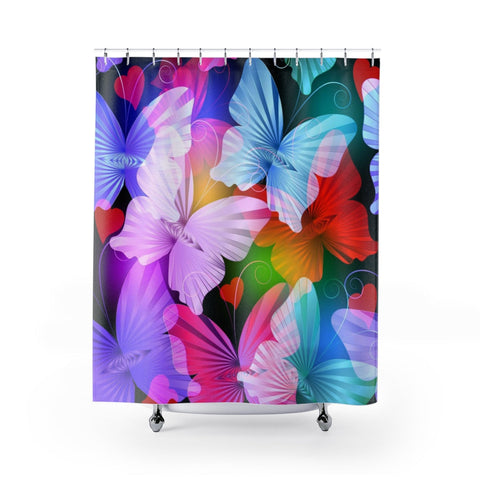Image of Multicolored Butterfly Colorful Shower Curtains, Water Proof Bath Decor | Spa |