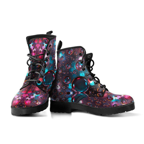 Image of Women’s Vegan Leather Boots , Colorful Rain Drop Water Bubble , Cosmos