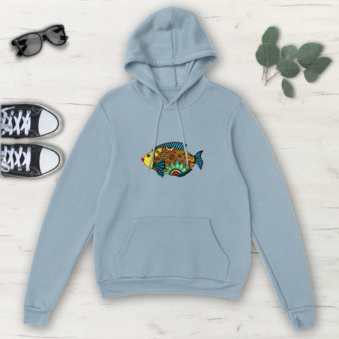 Image of Multicolored Colorful Fish Classic Unisex Pullover Hoodie, Mens, Womens, Hoodie
