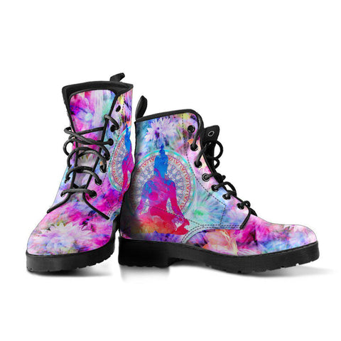 Image of Handcrafted Women's Colorful Buddha Flower Yoga Boots , Multicolor, Vegan