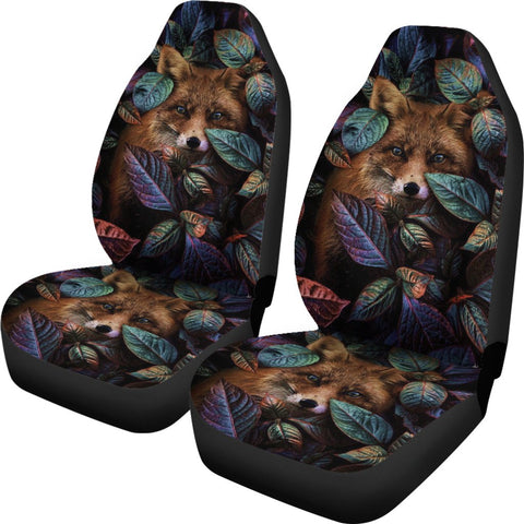 Image of Multicolored Fox Nature 2 Front Car Seat Covers Car Seat Covers,Car Seat Covers Pair,Car Seat Protector,Car Accessory,Front Seat Covers